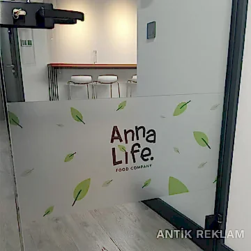 Anna Life kumlu cam filmi yaprak desenli frosted folyo görünümü