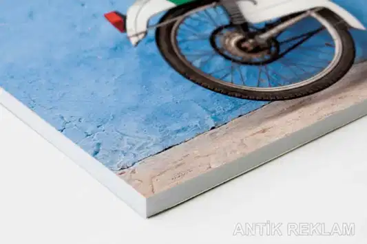 Fotoblok baskı foam board bisiklet görseli hafif rijit iç mekan sergi pano uygulaması