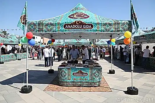 Anadolu Gıda özel baskılı etkinlik çadırı gazebo promosyon standı fuar