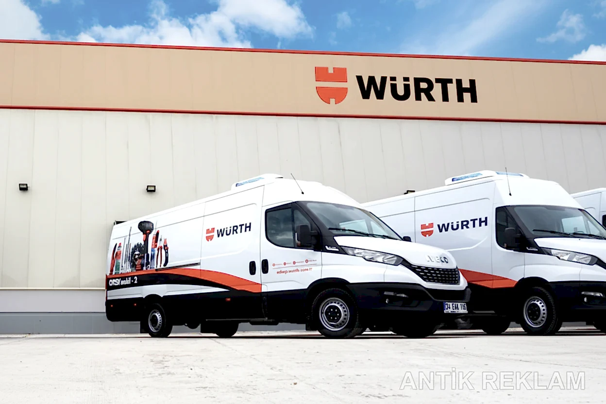 Würth Iveco Daily araç giydirme beyaz kırmızı siyah endüstriyel ürün mobil servis reklam uygulaması