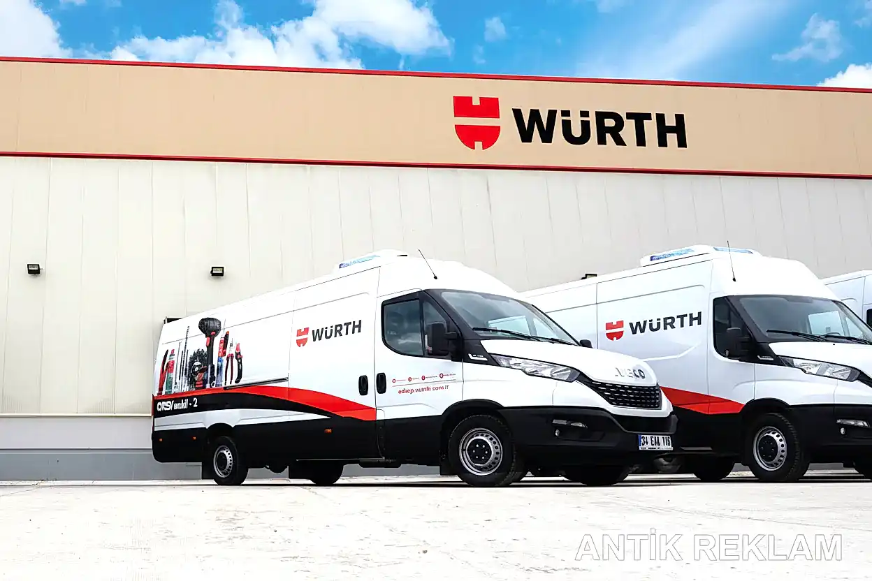 Würth Iveco Daily araç giydirme beyaz kırmızı siyah endüstriyel ürün mobil servis reklam uygulaması